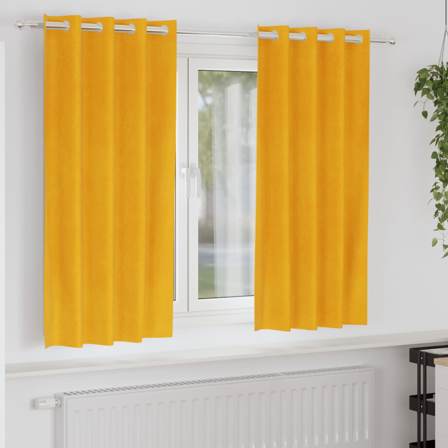 vidaXL Verduisterende gordijnen 2 pcs Mosterdgeel 140 x 175 cm Fluweel vidaXL Verduisterende gordijnen 2 pcs Mosterdgeel 140 x 175 cm Fluweel afbeelding 1