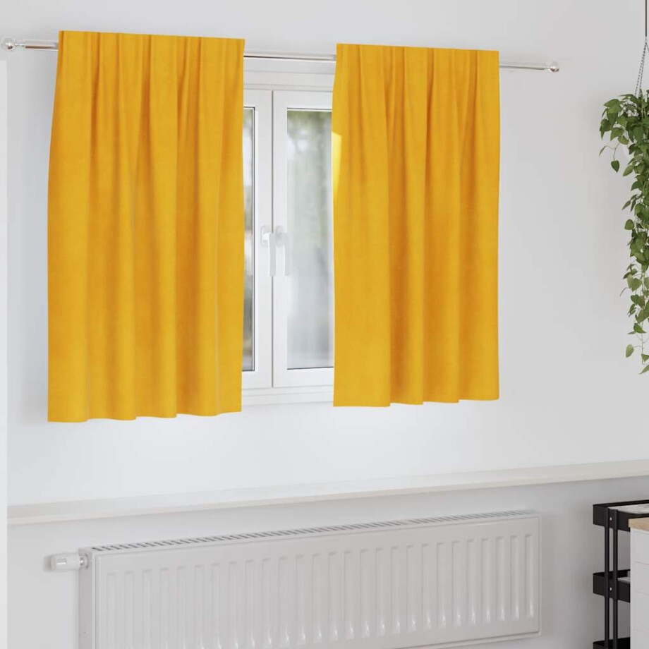 vidaXL Verduisterende gordijnen 2 pcs Mosterdgeel 140 x 140 cm Fluweel vidaXL Verduisterende gordijnen 2 pcs Mosterdgeel 140 x 140 cm Fluweel afbeelding 1
