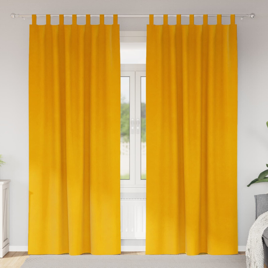 vidaXL Verduisterende gordijnen 2 pcs Mosterdgeel 140 x 245 cm Fluweel vidaXL Verduisterende gordijnen 2 pcs Mosterdgeel 140 x 245 cm Fluweel afbeelding 1