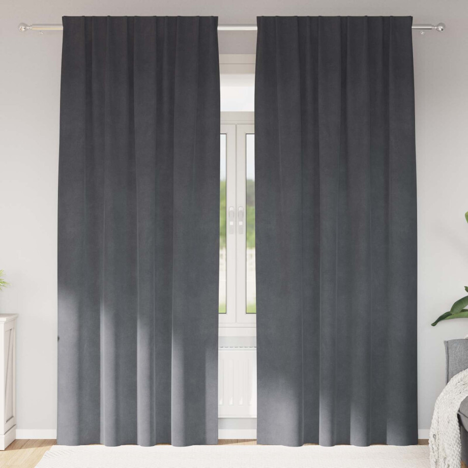 vidaXL Verduisterende gordijnen 2 pcs Lichtgrijs 140 x 260 cm Fluweel vidaXL Verduisterende gordijnen 2 pcs Lichtgrijs 140 x 260 cm Fluweel afbeelding 1