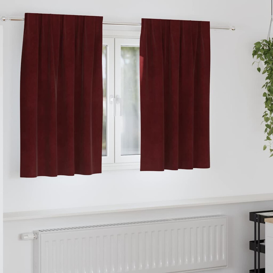 vidaXL Verduisterende gordijnen 2 pcs Wijnrood 140 x 140 cm Fluweel afbeelding 1