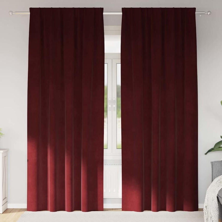vidaXL Verduisterende gordijnen 2 pcs Wijnrood 140 x 245 cm Fluweel afbeelding 1