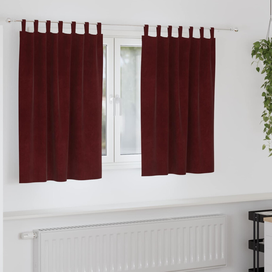 vidaXL Verduisterende gordijnen 2 pcs Wijnrood 140 x 140 cm Fluweel afbeelding 1