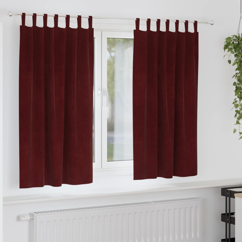 vidaXL Verduisterende gordijnen 2 pcs Wijnrood 140 x 175 cm Fluweel afbeelding 1