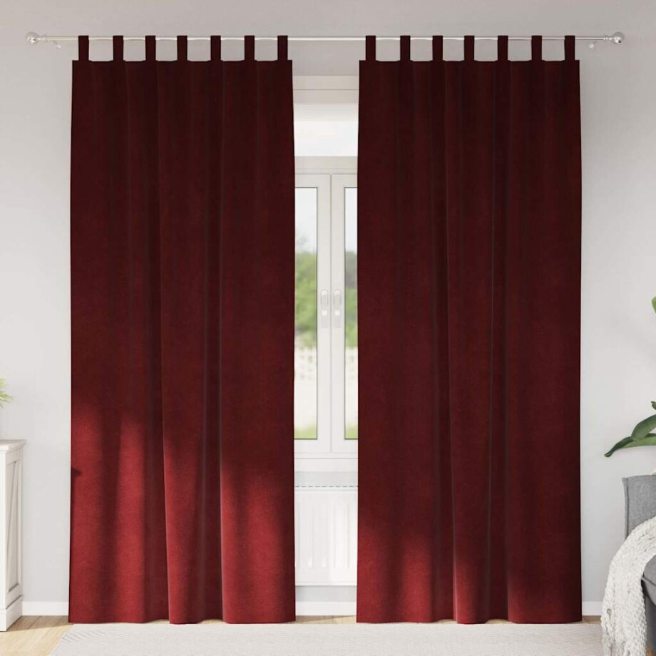 vidaXL Verduisterende gordijnen 2 pcs Wijnrood 140 x 260 cm Fluweel afbeelding 1