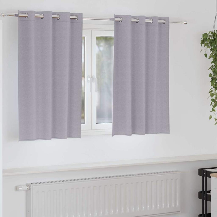 vidaXL Zwart-out Gordijnen met Ringen 2 pcs Metaalgrijs 140 x 140 cm afbeelding 1