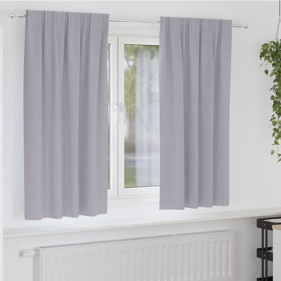 vidaXL Zwart-out Gordijnen met Ringen 2 pcs Metaalgrijs 175 x 140 cm afbeelding 1