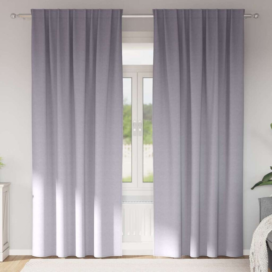 vidaXL Zwart-out Gordijnen met Ringen 2 pcs Metaalgrijs 260 x 140 cm afbeelding 1