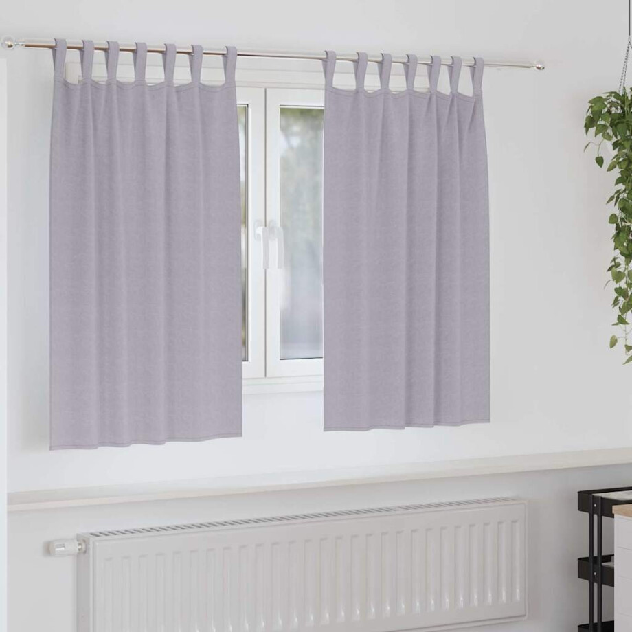 vidaXL Zwart-out Gordijnen met Ringen 2 pcs Metaalgrijs 140 x 140 cm afbeelding 1