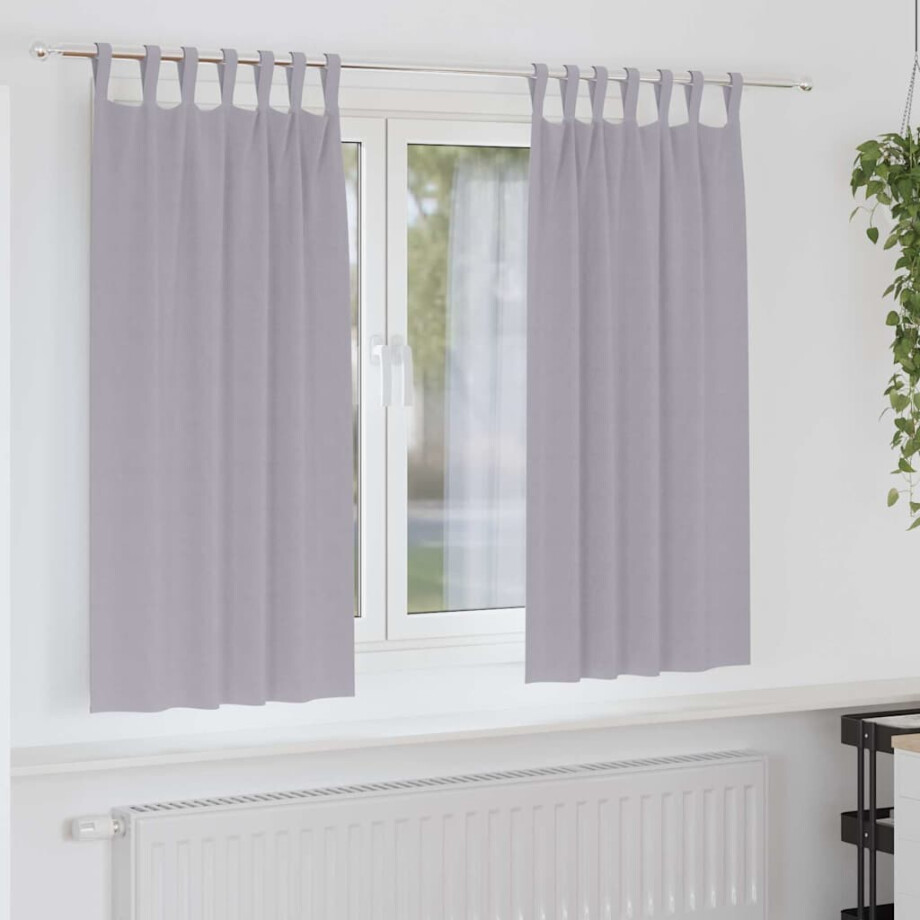 vidaXL Zwart-out Gordijnen met Ringen 2 pcs Metaalgrijs 175 x 140 cm afbeelding 1
