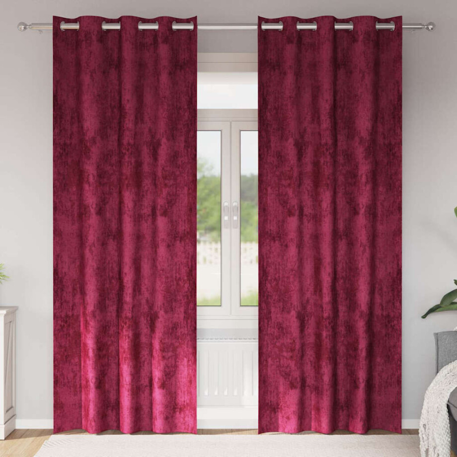vidaXL Velvet Gordijnen 2 pcs Wijnrood 245 x 140 cm Fluweel afbeelding 1
