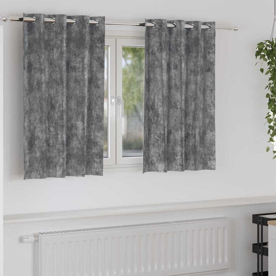 vidaXL Velvet Gordijnen met gordijnen 2 pcs Grijs 140 x 140 cm Fluweel vidaXL Velvet Gordijnen met gordijnen 2 pcs Grijs 140 x 140 cm Fluweel afbeelding 1