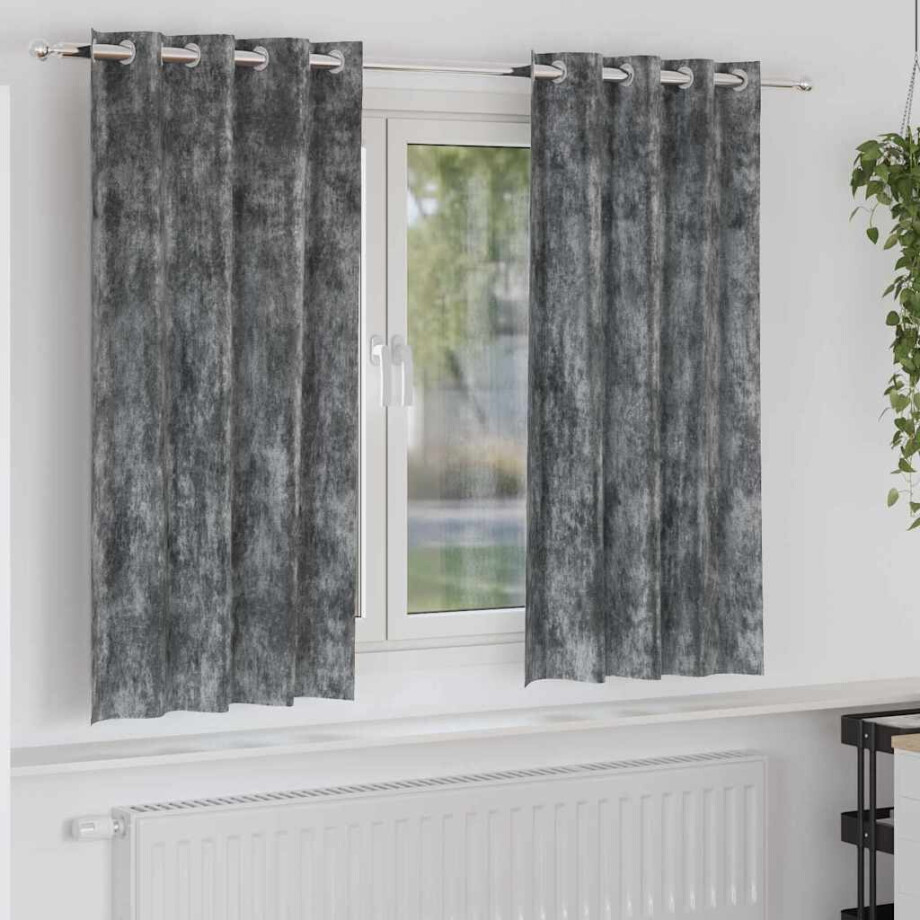 vidaXL Velvet Gordijnen met gordijnen 2 pcs Grijs 175 x 140 cm Fluweel vidaXL Velvet Gordijnen met gordijnen 2 pcs Grijs 175 x 140 cm Fluweel afbeelding 1