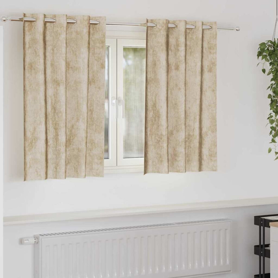 vidaXL Velvet Gordijnen met gordijnen 2 pcs Crème 140 x 140 cm Fluweel vidaXL Velvet Gordijnen met gordijnen 2 pcs Crème 140 x 140 cm Fluweel afbeelding 1