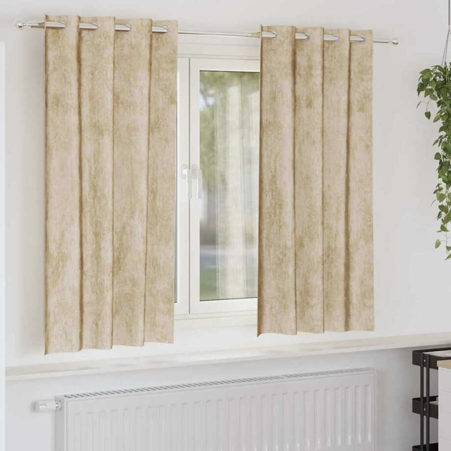 vidaXL Velvet Gordijnen met gordijnen 2 pcs Crème 175 x 140 cm Fluweel vidaXL Velvet Gordijnen met gordijnen 2 pcs Crème 175 x 140 cm Fluweel afbeelding 1