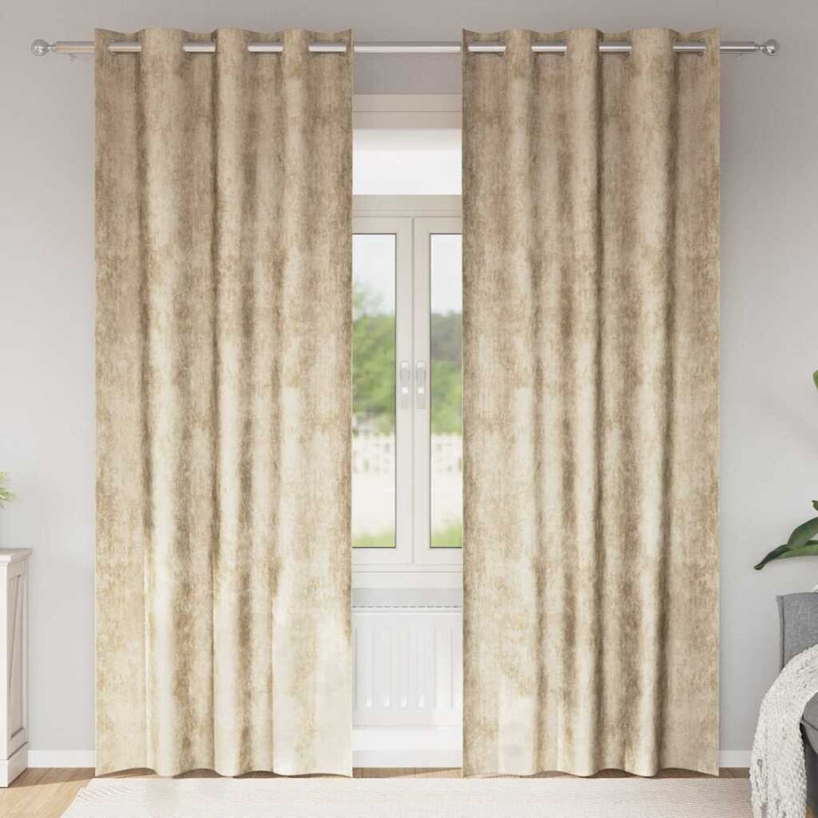 vidaXL Velvet Gordijnen met gordijnen 2 pcs Crème 245 x 140 cm Fluweel vidaXL Velvet Gordijnen met gordijnen 2 pcs Crème 245 x 140 cm Fluweel afbeelding 1