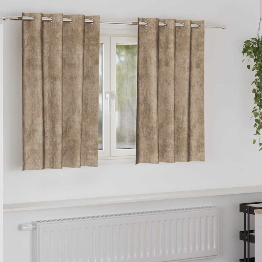vidaXL Velvet Gordijnen 2 pcs champagne 140 x 140 cm Fluweel afbeelding 1