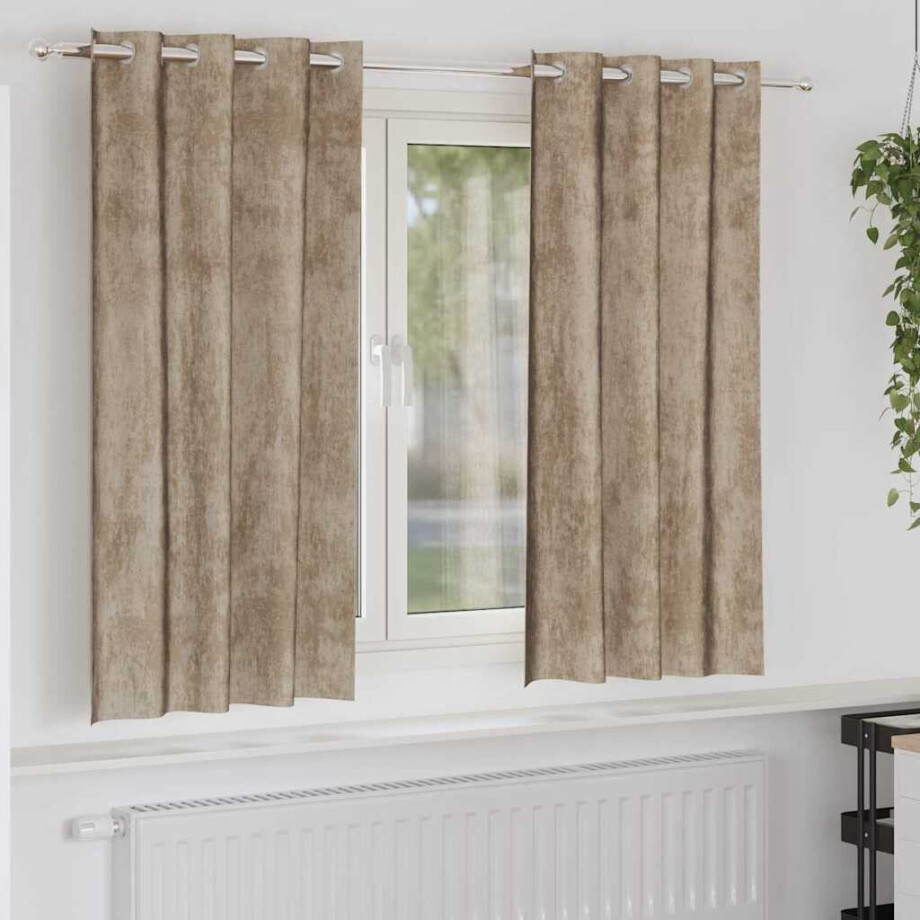 vidaXL Velvet Gordijnen 2 pcs champagne 175 x 140 cm Fluweel afbeelding 1
