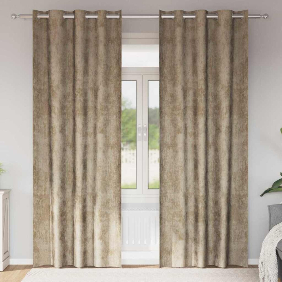 vidaXL Velvet Gordijnen 2 pcs champagne 260 x 140 cm Fluweel afbeelding 1