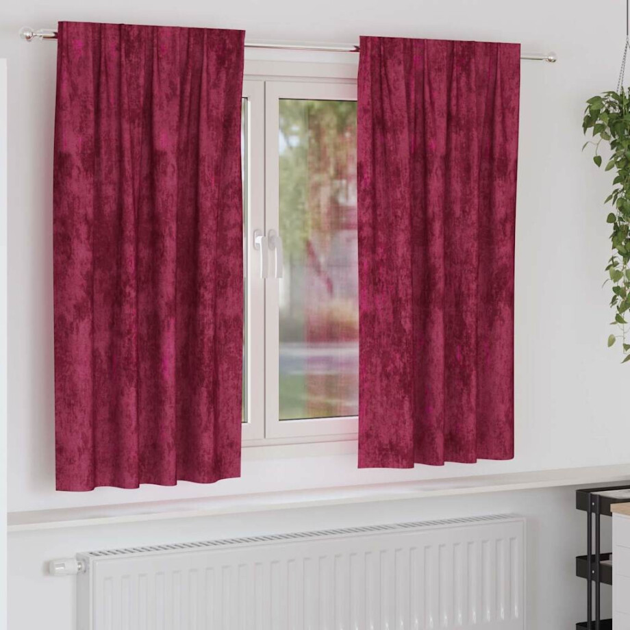 vidaXL Velvet Gordijnen 2 pcs Wijnrood 175 x 140 cm Fluweel vidaXL Velvet Gordijnen 2 pcs Wijnrood 175 x 140 cm Fluweel afbeelding 1