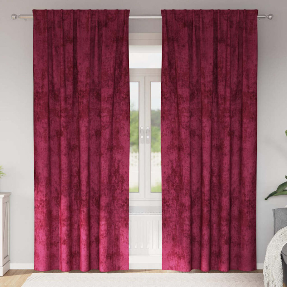 vidaXL Velvet Gordijnen 2 pcs Wijnrood 245 x 140 cm Fluweel afbeelding 1