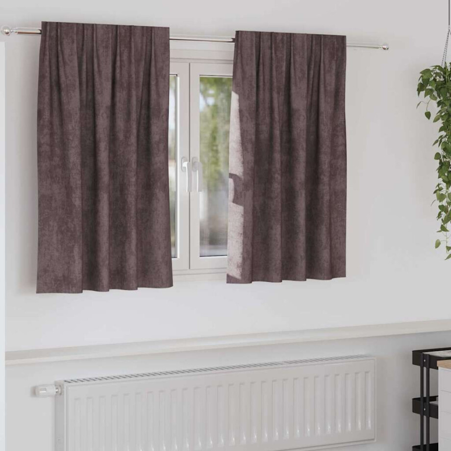 vidaXL Velvet Gordijnen met gordijnen 2 pcs Bruin 140 x 140 cm Fluweel afbeelding 1