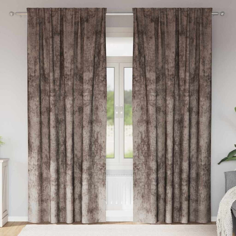 vidaXL Velvet Gordijnen 2 pcs Cappuccino 260 x 140 cm Fluweel afbeelding 1