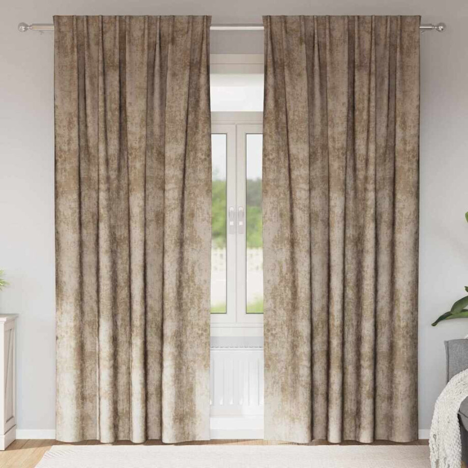 vidaXL Velvet Gordijnen 2 pcs champagne 260 x 140 cm Fluweel vidaXL Velvet Gordijnen 2 pcs champagne 260 x 140 cm Fluweel afbeelding 1
