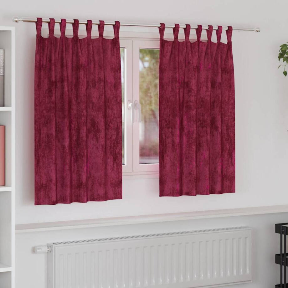 vidaXL Velvet Gordijnen 2 pcs Wijnrood 140 x 140 cm Fluweel afbeelding 1