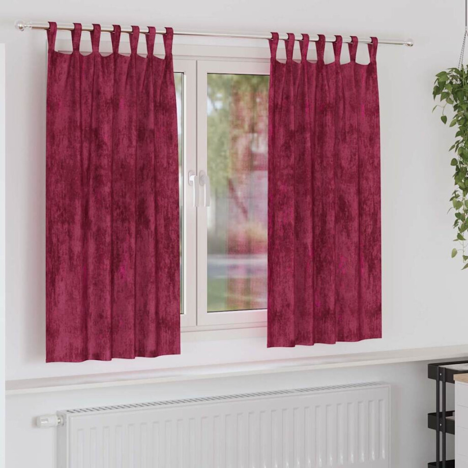 vidaXL Velvet Gordijnen 2 pcs Wijnrood 175 x 140 cm Fluweel afbeelding 1