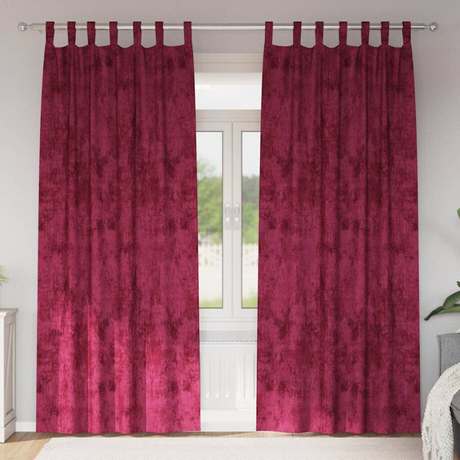 vidaXL Velvet Gordijnen 2 pcs Wijnrood 225 x 140 cm Fluweel afbeelding 1
