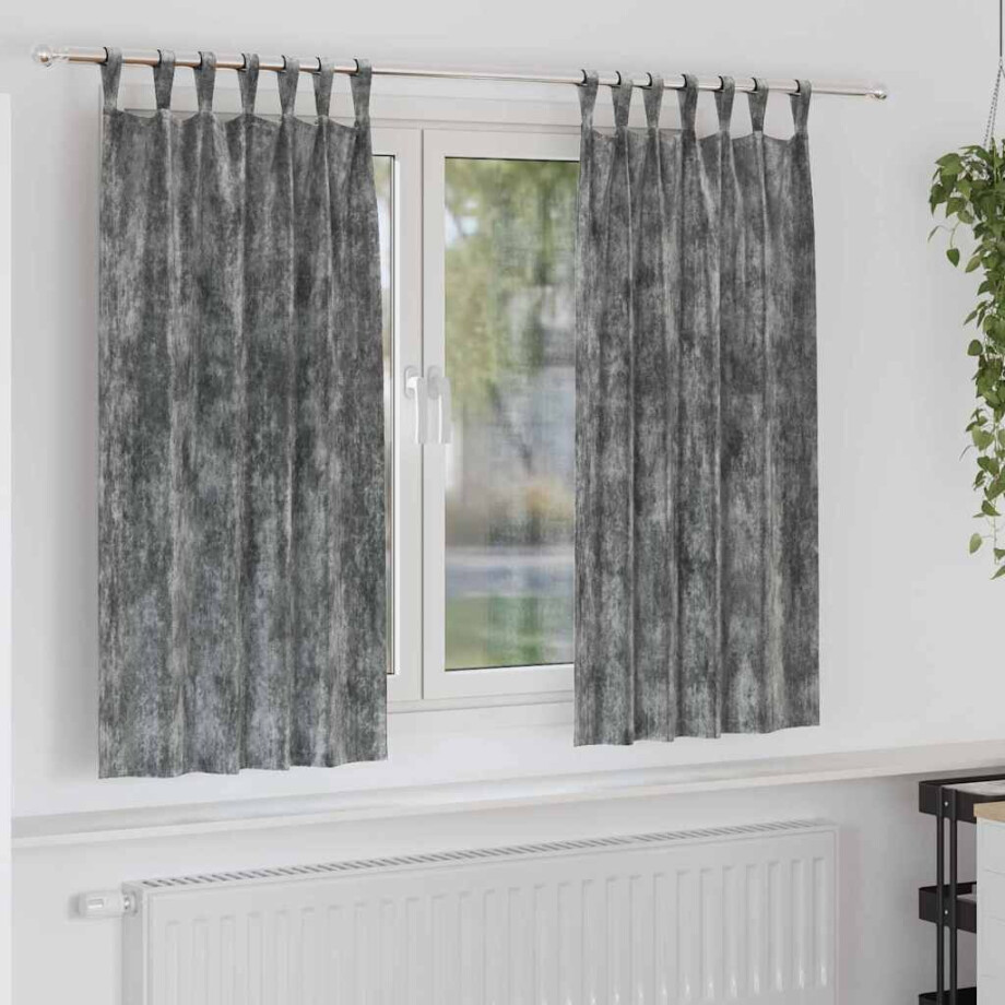 vidaXL Velvet Gordijnen met gordijnen 2 pcs Grijs 175 x 140 cm Fluweel vidaXL Velvet Gordijnen met gordijnen 2 pcs Grijs 175 x 140 cm Fluweel afbeelding 1