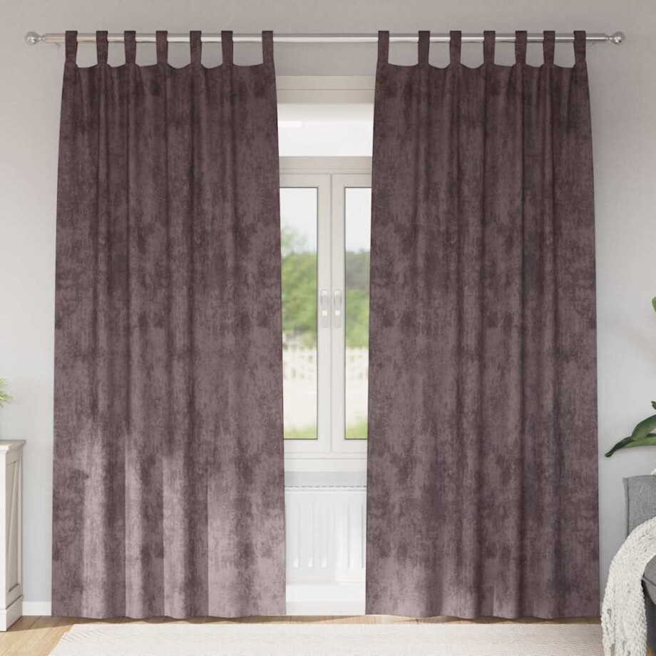 vidaXL Velvet Gordijnen met gordijnen 2 pcs Bruin 260 x 140 cm Fluweel afbeelding 1