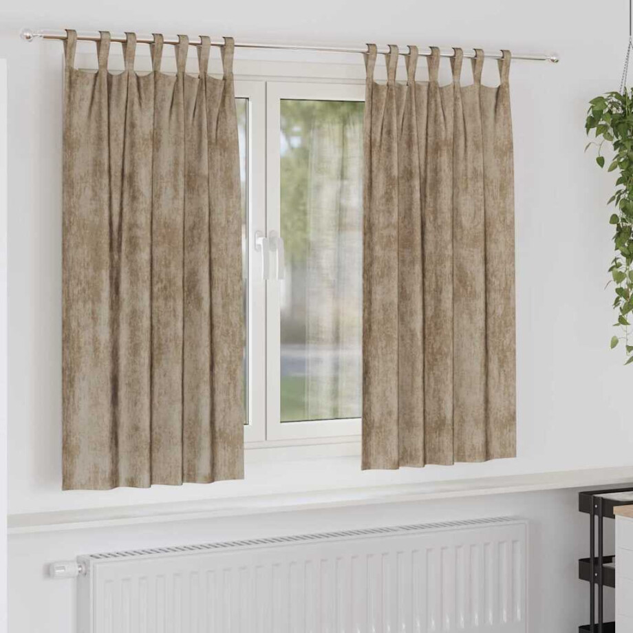 vidaXL Velvet Gordijnen 2 pcs champagne 175 x 140 cm Fluweel afbeelding 1