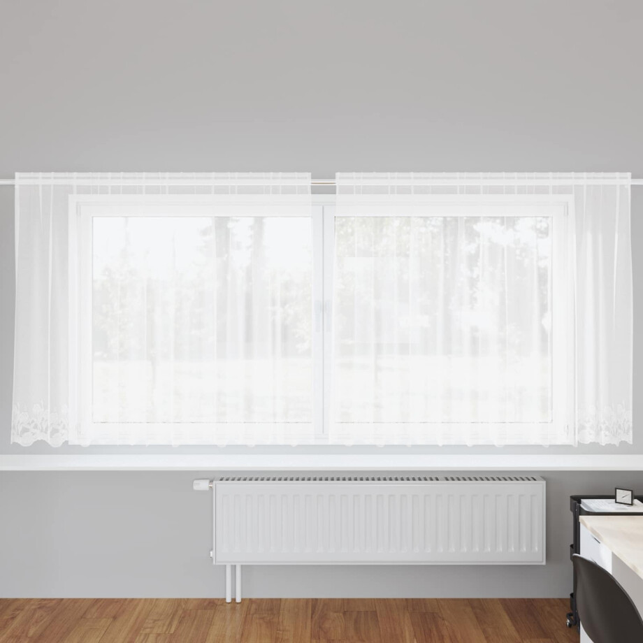 vidaXL Kantgordijn met gordijnen Wit 300 x 140 cm Polyester afbeelding 1