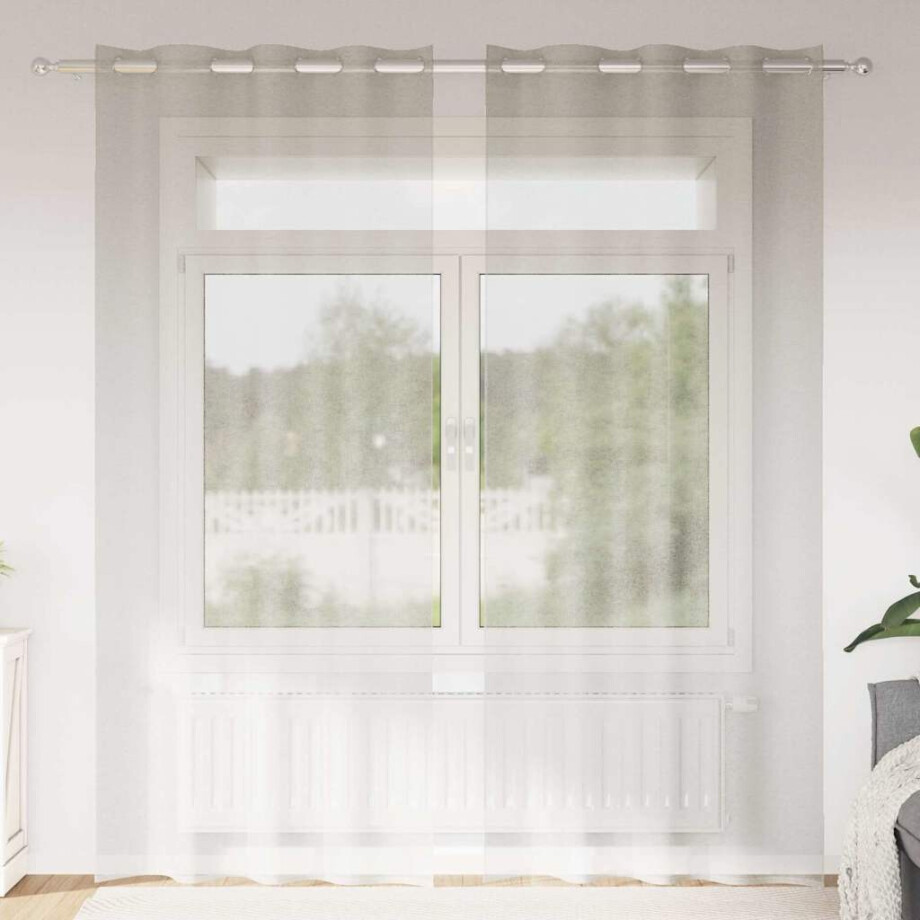 vidaXL Voile Gordijn met gordijnen 2 pcs Crème 245 x 140 cm Polyester afbeelding 1