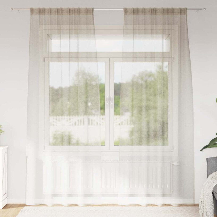 vidaXL Voile Gordijn met gordijnen 2 pcs Zand 260 x 140 cm Polyester vidaXL Voile Gordijn met gordijnen 2 pcs Zand 260 x 140 cm Polyester afbeelding 1
