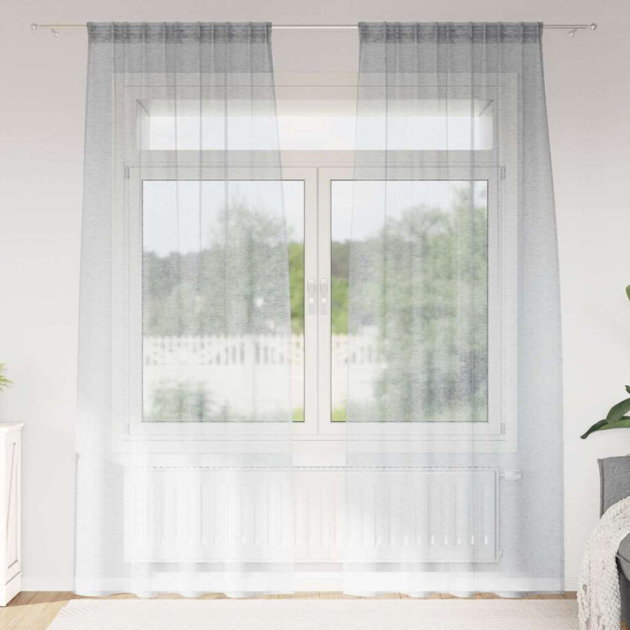 vidaXL Voile Gordijn 2 pcs Donkergrijs 260 x 140 cm Polyester vidaXL Voile Gordijn 2 pcs Donkergrijs 260 x 140 cm Polyester afbeelding 1
