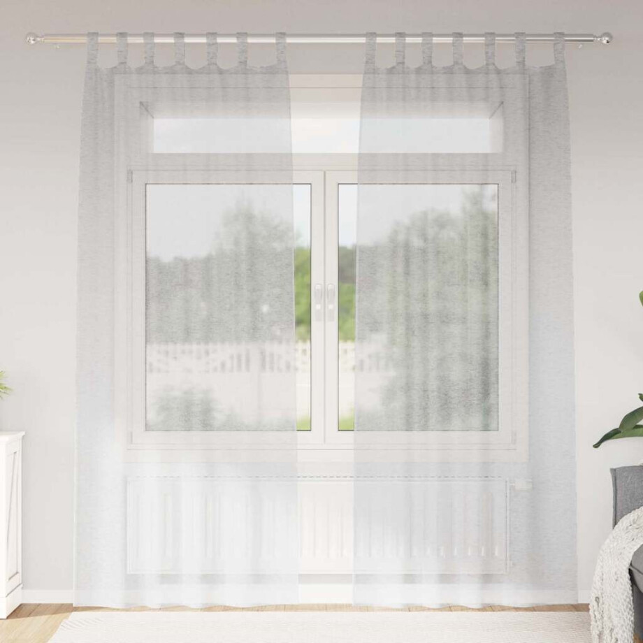 vidaXL Voile Gordijn 2 pcs Lichtgrijs 245 x 140 cm Polyester vidaXL Voile Gordijn 2 pcs Lichtgrijs 245 x 140 cm Polyester afbeelding 1