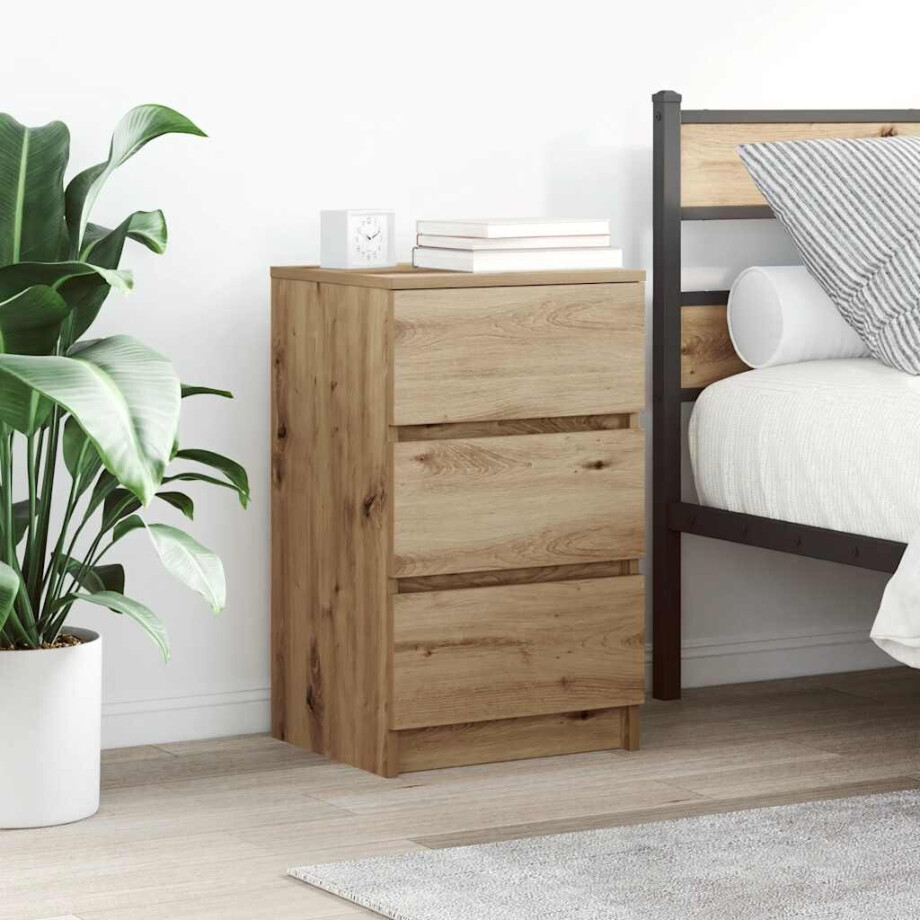 vidaXL Nachtkastje met 3 lades 39x35x65 cm artisan eikenkleurig afbeelding 1