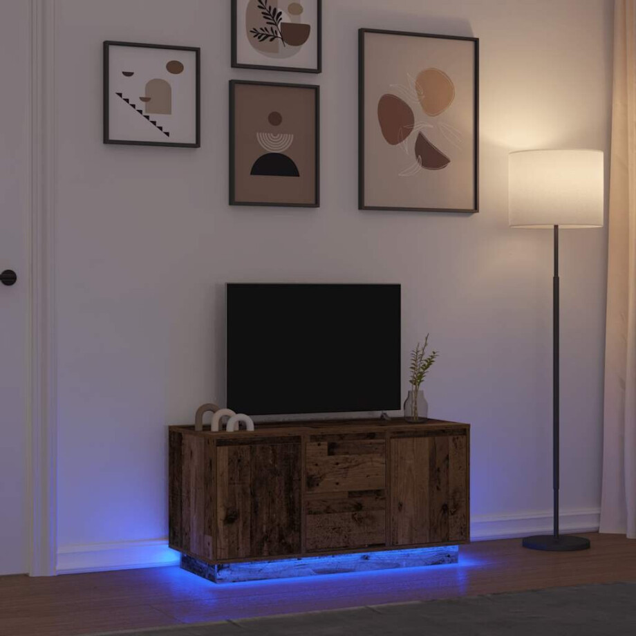vidaXL Tv-meubel met LED-verlichting 100x41x50 cm oud houtkleurig afbeelding 1