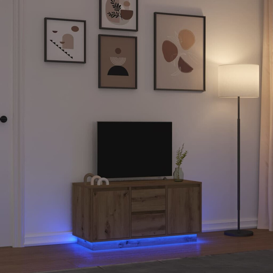 vidaXL Tv-meubel met LED-verlichting 100x41x50 cm artisanaal eiken afbeelding 1