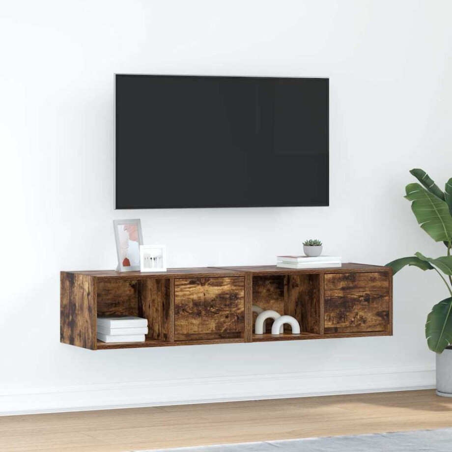 vidaXL Tv-meubelen 2 st 60x31x25,5 cm bewerkt hout gerookt eikenkleur afbeelding 1