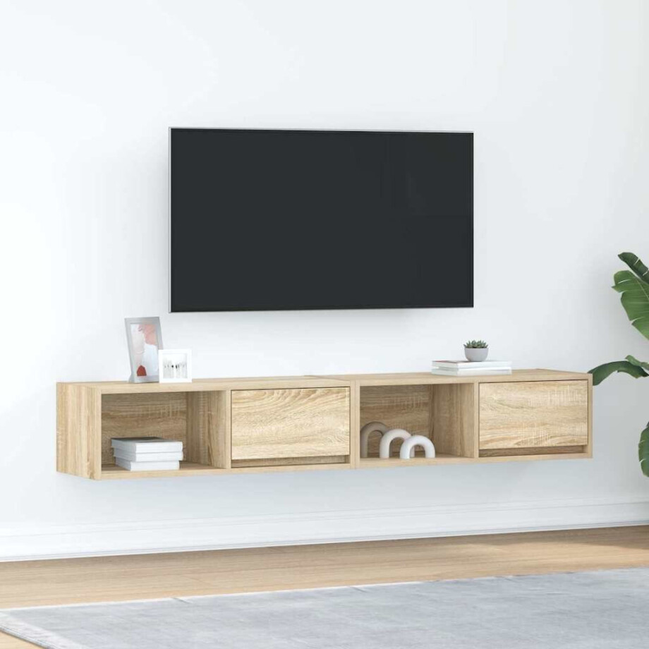 vidaXL Tv-meubels 2 st 80x31x25,5 cm bewerkt hout sonoma eikenkleurig vidaXL Tv-meubels 2 st 80x31x25,5 cm bewerkt hout sonoma eikenkleurig afbeelding 1