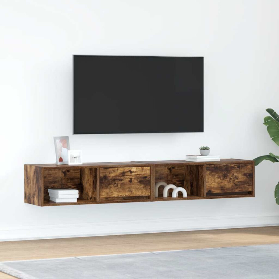 vidaXL Tv-meubelen 2 st 80x31x25,5cm bewerkt hout gerookt eikenkleurig afbeelding 1