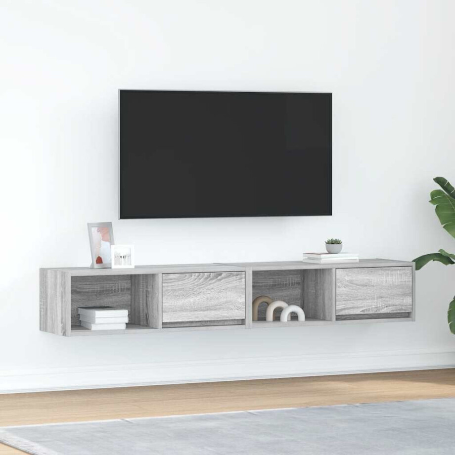 vidaXL Tv-meubelen 2 st 80x31x25,5 cm bewerkt hout grijs sonoma eiken vidaXL Tv-meubelen 2 st 80x31x25,5 cm bewerkt hout grijs sonoma eiken afbeelding 1