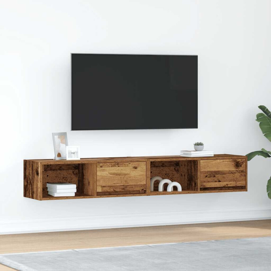 vidaXL Tv-meubels 2 st 80x31x25,5 cm bewerkt hout oud houtkleurig vidaXL Tv-meubels 2 st 80x31x25,5 cm bewerkt hout oud houtkleurig afbeelding 1