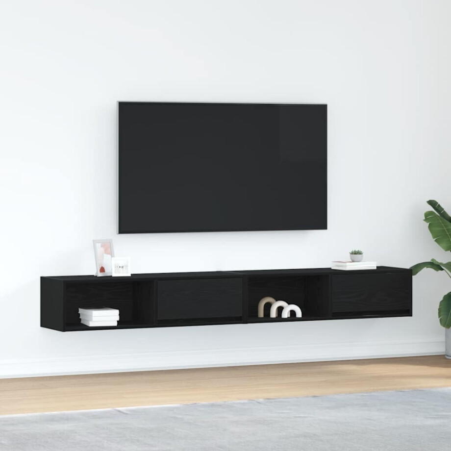 vidaXL Tv-meubelen 2 st 100x31x25,5 cm bewerkt hout zwart afbeelding 1