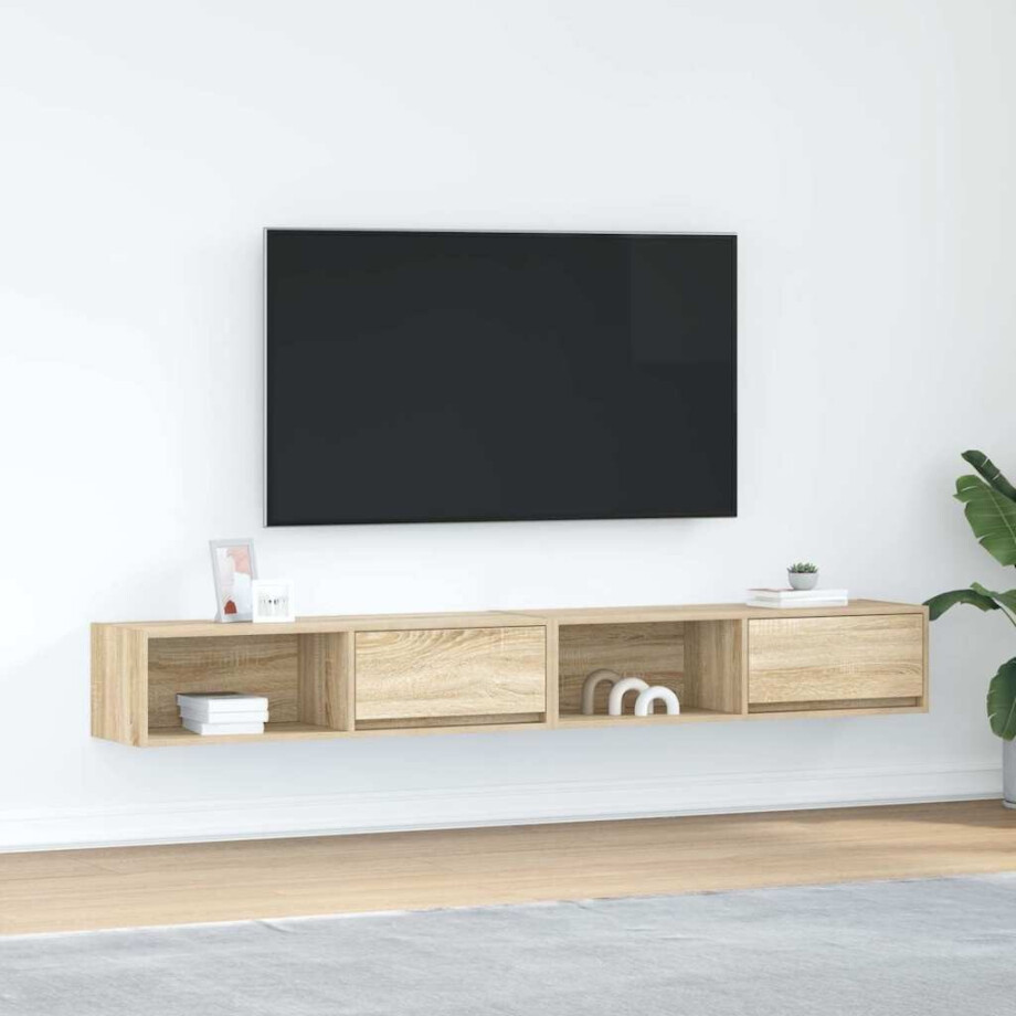 vidaXL Tv-meubelen 2 st 100x31x25,5cm bewerkt hout sonoma eikenkleurig afbeelding 1