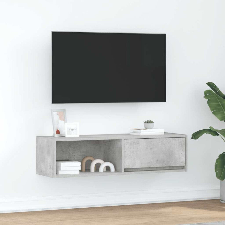 vidaXL Tv-meubel 100x31x25,5 cm bewerkt hout betongrijs afbeelding 1